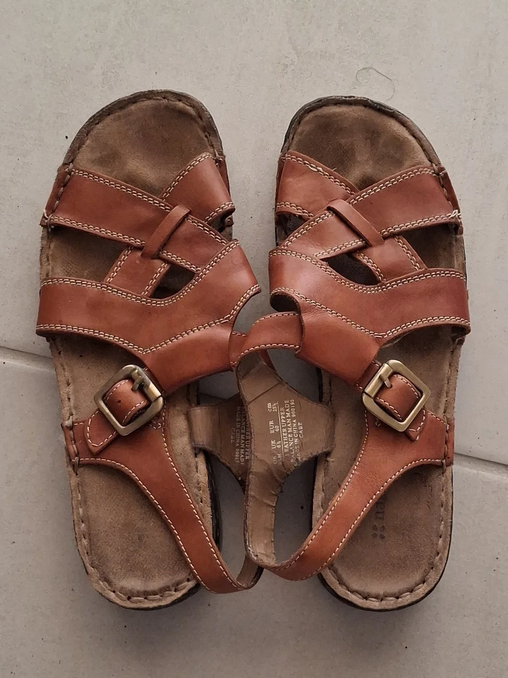 Men's Brown Leather Buckle Sandals